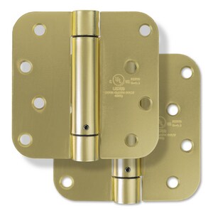 4 in. Steel Spring Door Hinge in Satin Brass (Pack of 2)