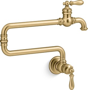 Wall Mount Pot Filler in Vibrant Brushed Moderne Brass
