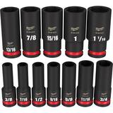 Milwaukee® Shockwave™Impact Duty™ 1/2 in. Drive SAE Deep 6 Point Socket 12-Piece Set M49667011 at Pollardwater