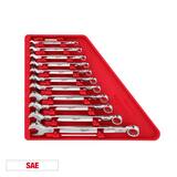 Milwaukee® 11-Piece SAE Combination Wrench Set in Chrome Vanadium Steel M48229411 at Pollardwater