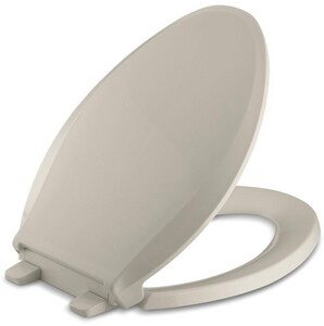 Elongated Closed-Front Toilet Seat with Soft Close and Quick Release in Sandbar