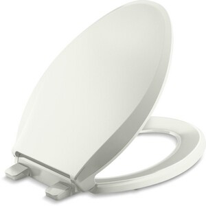 Elongated Closed-Front Toilet Seat with Soft Close and Quick Release in Dune