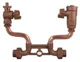 A.Y. McDonald 7 in. Copper 5/8 x 3/4 in. Meter Setter Horizontal 3/4 in. Dual Purpose Nut (Flare/FIP) Inlet/Outlet Ball Valve x Dual Check Lead Free M720207WDDD33 at Pollardwater