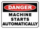 Accuform Signs 14 x 10 in. Plastic Sign - DANGER THIS MACHINE STARTS AND STOPS AUTOMATICALLY AMEQM152VP at Pollardwater