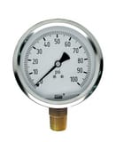 WIKA Model 213.53 4 x 1/4 in. NPT 300 psi Aluminum Dial, Copper Alloy Movement, Plastic Pointer and Stainless Steel Pressure Gauge W50144006 at Pollardwater