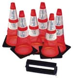 VizCon Cone & Tote System (6) 28 in. Orange Cones w/Reflective Collars, 5 lb Base VQ6N6O28R5 at Pollardwater