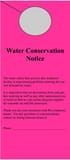 Printcom Door Hanger - Water Conservation Notice PSAB009 at Pollardwater