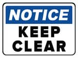 Accuform Signs 14 x 10 in. Aluminum Sign - NOTICE KEEP THIS AREA CLEAR AMVHR847VA at Pollardwater