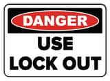 Accuform Signs 14 x 10 in. Aluminum Sign - DANGER USE LOCKOUT BEFORE WORKING ON EQUIPMENT AMLKT016VA at Pollardwater