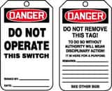 Accuform Signs 3-1/8 in. Polycarbonate Safety Tag Danger Do Not Operate 25 Pack AMDT112PTP at Pollardwater