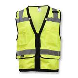 Radians Radwear™ XXXXL Size Polyester Grommet Safety Vest with Zipper Closure in Hi-Viz Green RSV59Z2ZGD4X at Pollardwater