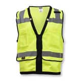 Radians Radwear™ XXXXL Size Polyester Grommet Safety Vest with Zipper Closure in Hi-Viz Green RSV59Z2ZGD4X at Pollardwater