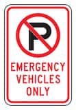 Accuform 18 x 12 in. Engineer Grade Reflective Aluminum Sign in White - NO PARKING (Symbol) EMERGENCY VEHICLES ONLY AFRP147RA at Pollardwater