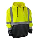 Radians Radwear™ Size XL Polyester Reusable Hooded Sweatshirt in Black and Hi-Viz Green RSJ02B3PGSXL at Pollardwater