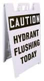 Accuform Signs Custom Fold-Ups® 25 in. Polyethylene Caution Hydrant Flushing Today Sign APFH212WH at Pollardwater