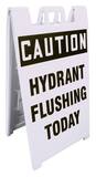Accuform Signs Custom Fold-Ups® 45 x 25 in. Caution Hydrant Flushing Today Sign in White APFH212WH at Pollardwater