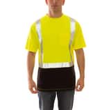 Tingley Job Sight™ Size L Plastic Short Sleeve T-Shirt in Black, Fluorescent Yellow-Green and Silver TS74122LG at Pollardwater