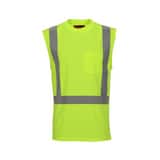Tingley Job Sight™ Size M Plastic Sleeveless T-Shirt in Fluorescent Yellow-Green and Silver TS75222MD at Pollardwater