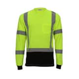 Tingley Job Sight™ Size 3X Plastic Long Sleeve T-Shirt in Black, Fluorescent Yellow-Green and Silver TS756223X at Pollardwater