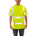 Tingley Job Sight™ Size XL Plastic Short Sleeve T-Shirt in Fluorescent Yellow-Green and Silver TS75322XL at Pollardwater