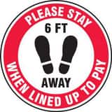 Accuform Signs Slip-Gard™ 12 in. Floor Sign - Please Stay 6 Feet Away AMFS354 at Pollardwater
