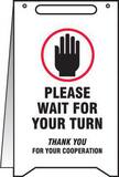 Accuform Signs Fold-ups® 20 x 12 in. Plastic Please Wait For Your Turn COVID-19 Sign in White, Red and Black APFR119 at Pollardwater