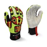 Radians Cotton, Plastic, Rubber and Spandex Reusable Work Glove with Tapered Palm in Lime Green and Black RRWG122XL at Pollardwater
